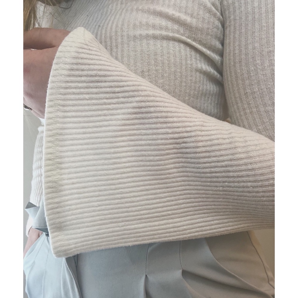 Off-White Ribbed Bell Sleeve Turtleneck